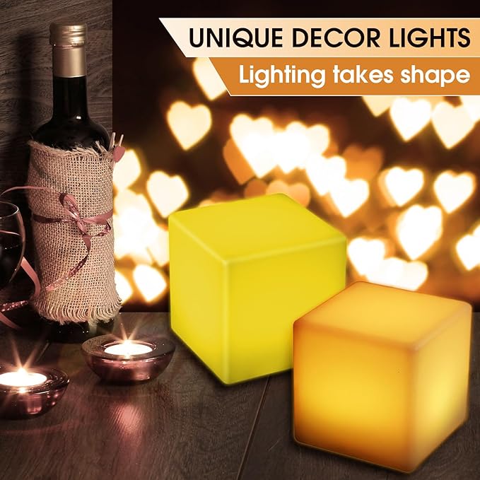 Frienda 4 Pcs Light up Cubes Cool Cosmic Cube Lights 16 Colors LED Mood Lamp Waterproof LED Light Cube for Nursery Home Patio Party Decor (4 Inch)
