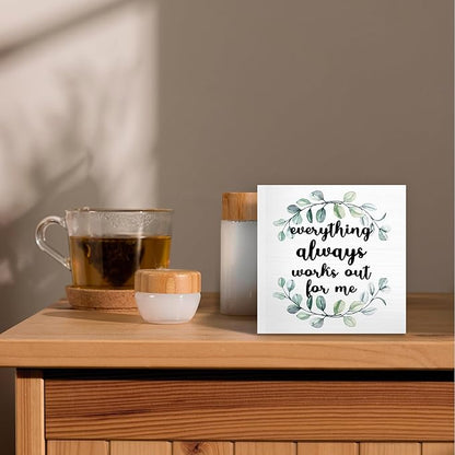 Inspirational Office Psychology Wood Box Sign Desk Decor, Positive Educational Mental Health Wooden Block Sign Decorations for Home School Classroom Counselling Room Wall Tabletop Shelf Decor