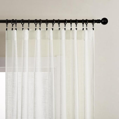 Joydeco Sheer Curtains 108 Inches Long, Cream Curtains for Living Room 2 Panels Set, Ivory Curtains Window Privacy Assured with Light Filtering(W52 x L108 Inch,Ivory)