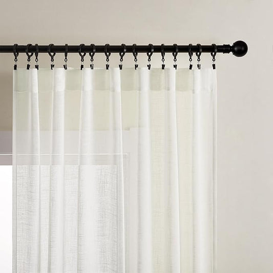 Joydeco Sheer Curtains 108 Inches Long, Cream Curtains for Living Room 2 Panels Set, Ivory Curtains Window Privacy Assured with Light Filtering(W52 x L108 Inch,Ivory)