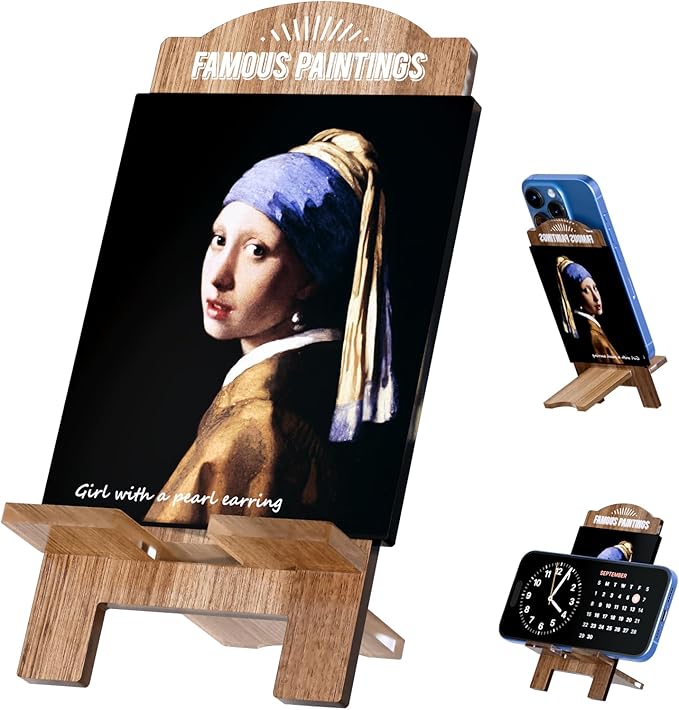 Cute and Artistic Cell Phone Stand for Desk – Multi-Functional Holder for Phones, iPads, Switch, Kindles, and Handheld Consoles.(Girl with a Pearl Earring - Vermeer)
