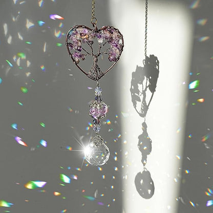 H&D HYALINE & DORA Sun Catcher Crystal Tree of Life Rainbow Maker Drops Hang for Window, Home Decor, Car Charms