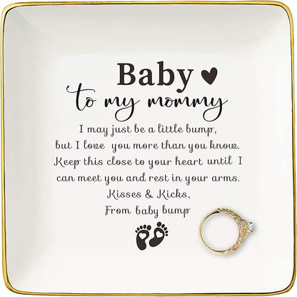 NZY to My Mommy-Mother's Day Christmas Gift,Mama to Be-Mom Appreciates Gift-New Mom Present from Baby Bump-Pregnancy Announcement Present-New Baby -Jewelry Tray Trinket Holder Ring Dish