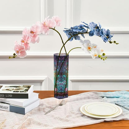 Abstract Blue Owl Flower Vase Non Breakable Clear Plastic Vases Desk Decorative Home Wedding Decor for Bedroom Living Room