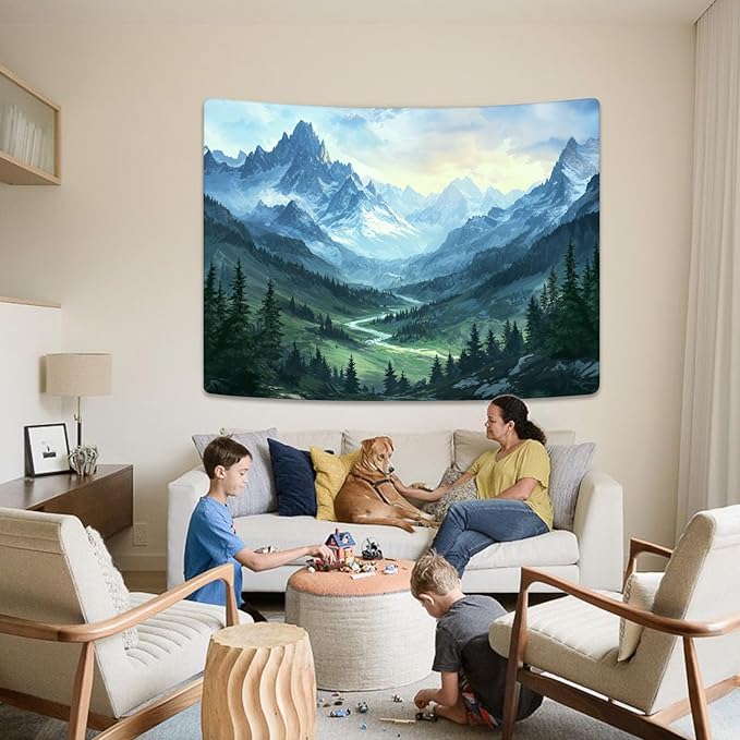 kampdream Landscape Tapestry, Scenery Art Wall Tapestries, Nature Wall Decor for Bedroom Living Room Backdrop Fantasy Mountain 44×60 inches