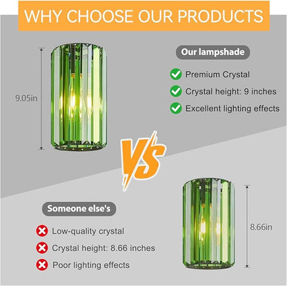 Modern Crystal Pendant Light Mini Dark Green Chandeliers Adjustable Pendant Lights Fixture for Kitchen Island Dinning Room Corridor Bedroom(Dark Green 3-Pack)