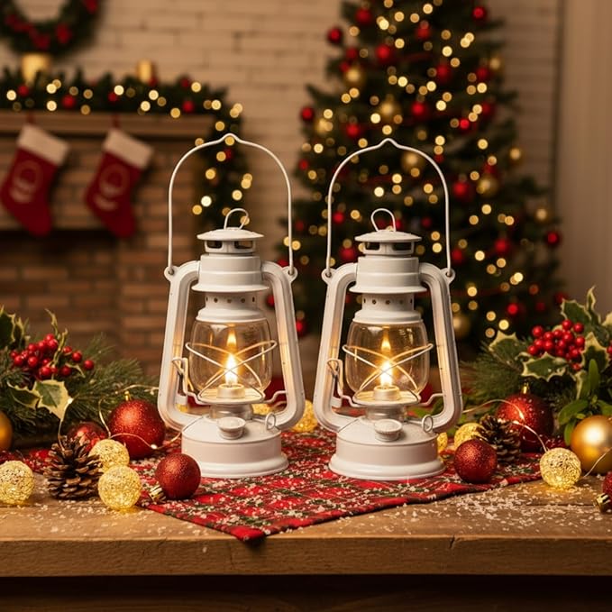 Honoson 4 Pieces Oil Lamp Hurricane Lamp Kerosene Lantern for Indoor Outdoors Decorative Hanging Oil Lantern with Wick for Hiking Emergency Camping Party Decoration(White,10 Inch)