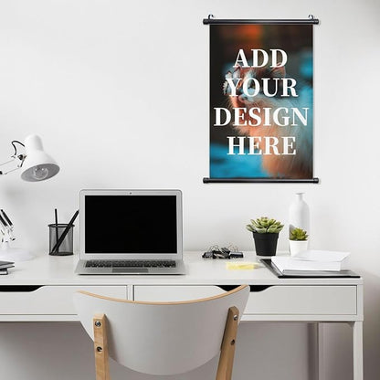 QXYIYBU Custom Hanging Poster Personalized Design Your Own Photo Logo Text Wall Art Adjustable Wooden Frame Canvas Poster Prints Decor for Living Room Bedroom 16 x 24 in