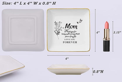 Mom Gifts for Mother's Day-Birthday Wedding Christmas Gifts for Mother-Thank You Gifts for Mom New Mom Mother-in-Law Bonus Mom-Mother Appreciation Gifts-Ceramic Jewelry Tray Trinket Holder Ring Dish