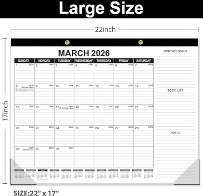 GuassLee Large Desk Calendar 2026,3 Packs 22" x 17" Desktop Wall Calendar 18 Months Wall Planner Runs from Jan. 2026 to Jun. 2027 with Julian Date To-do & Notes Monthly Goals for School Home Office