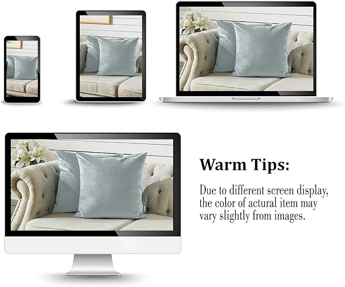 FY FIBER HOUSE Pack of 2 Velvet Throw Pillow Covers Decorative Square Pillowcase Soft Solid Cushion Case for Sofa/Couch Use, 18 x 18 Inch Light Grey