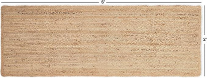 REDEARTH · Area Runner Rug - 2'x6' Braided Natural Jute with Non-Skid Backing - Handwoven Rectangular Boho Rug for Bedroom, Kitchen, Living Room Aesthetic Home Decor - Handmade Carpet, Set of 2