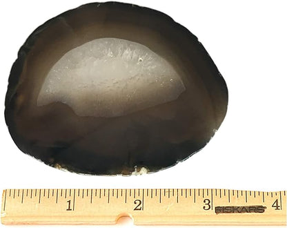 AMOYSTONE Black Agate Coasters Set of 4, 2.7-3 Inch Mini Stone Coasters, Non-Absorbent Coasters, Executive Gift for Men, Office Desk Accessories