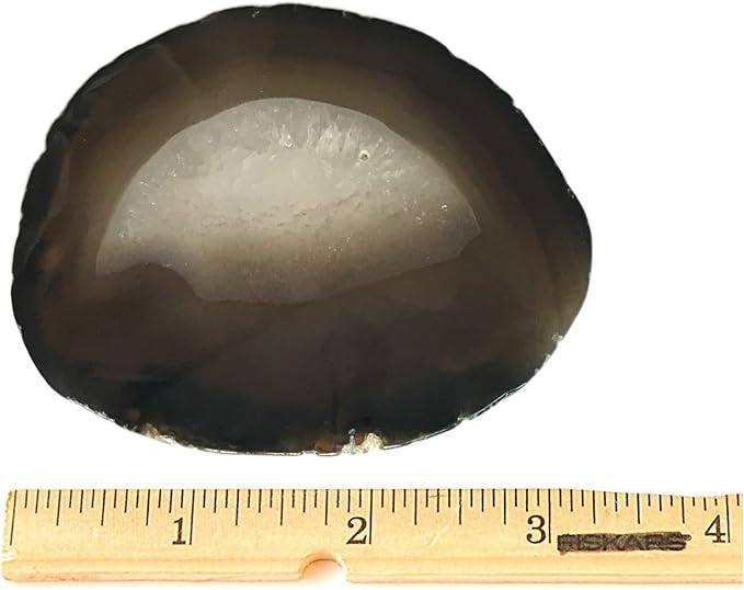 AMOYSTONE Natural Black Agate Coasters Set of 4, 3-4 Inch Stone Coasters, Protective Mat for Table, Thoughtful Retirement Gift for Men, Business Desk