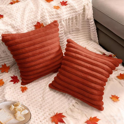 2 Pack 16x16 Pillow Cover Velvet Pillow Covers, Faux Fur Square Throw Pillow Covers for Living Room Decorations Throw Pillow Case, Throw Pillow Cover Cushion Cover for Home Sofa Bedroom Car, Rust