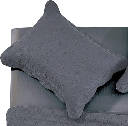 CHIXIN Microfiber King Pillow Shams Set of 2 - Decorative Pillow Covers - Dark Grey - Size (20" x 36")