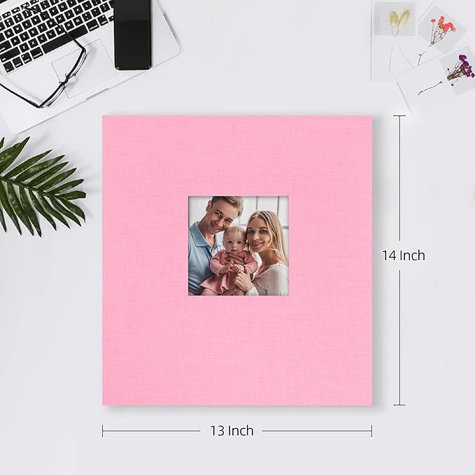 Mublalbum Photo Album 4x6 600 Photos Linen Cover Large Picture Book Holds Horizontal and Vertical Pockets for Wedding Family Anniversary and Baby (Pink)