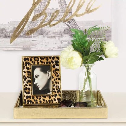 Vixdonos Decorative Mirror Tray Gold Serving Tray Bathrooom Vanity Tray,16.2'' X 12.2" X 2''