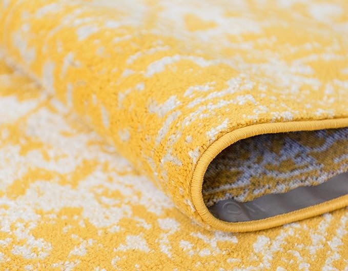 Rugs.com Arlington Collection Rug – 6 Ft Runner Yellow Medium-Pile Rug Perfect for Hallways, Entryways