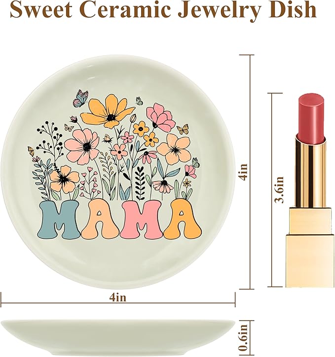 JoycuFF Mama Gifts for Mom Birthday from Daughter, Mother’S Day Mama Trinket Jewelry Dish Tray Ring Holder