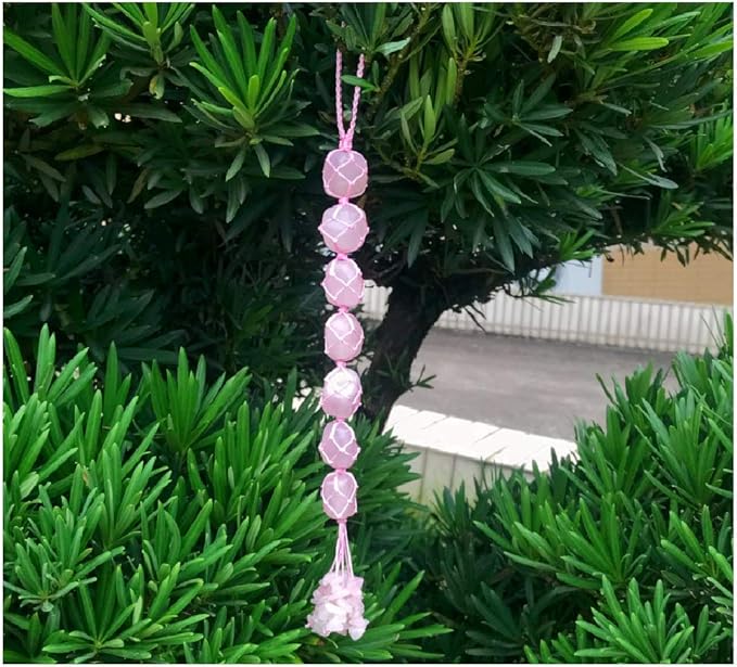 Healing Crystals Home Interior Decoration Car Hanging Ornaments Good Luck Home Decor for Reiki Healing Good Luck Feng Shui Decorations (Rose Quartz)