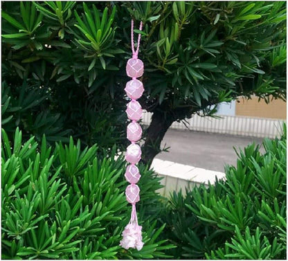Hanging Ornaments Natural Rose Quartz Ornaments Home Decor Gemstones Reiki Feng Shui Ornament Window Wall Ornament