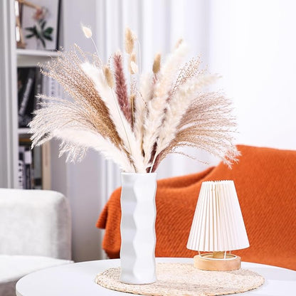 10 Pack Composite Plastic Flower Vases Bulk White Small Boho Floral Vases for Dried Flower Bouquet Pampas Grass Centerpieces Fall Wedding Party Living Room Decor(Stylish)