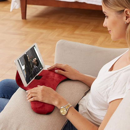 Soft Pillow for ipads, Multi-Angle Phones&Tablets Pillow Lap Cushion Stand, Universal ipad Tablet Reading Stand Pillow Holder as Gift Idea for ipads, Tablets, EReaders, Smartphones, Magazines(Brown)