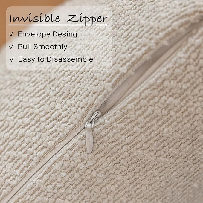 GEEORY Decorative Throw Pillow Covers 22x22 Inch Pack of 2,Textured Boucle Neutral Cushion Cases for Bed Couch Sofa, Accent Accent Mordern Farmhouse & Minimalist Home Decor (White) GE01-22