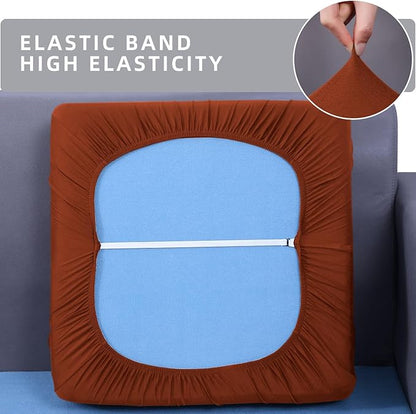 hyha Waterproof Couch Cushion Covers, Stretch Sofa Couch Seat Slipcover for Dog Washable, Non-Slip Waterproof Outdoor Cushion Covers for Patio Furniture Replacement (1 Piece for Large, Rust)