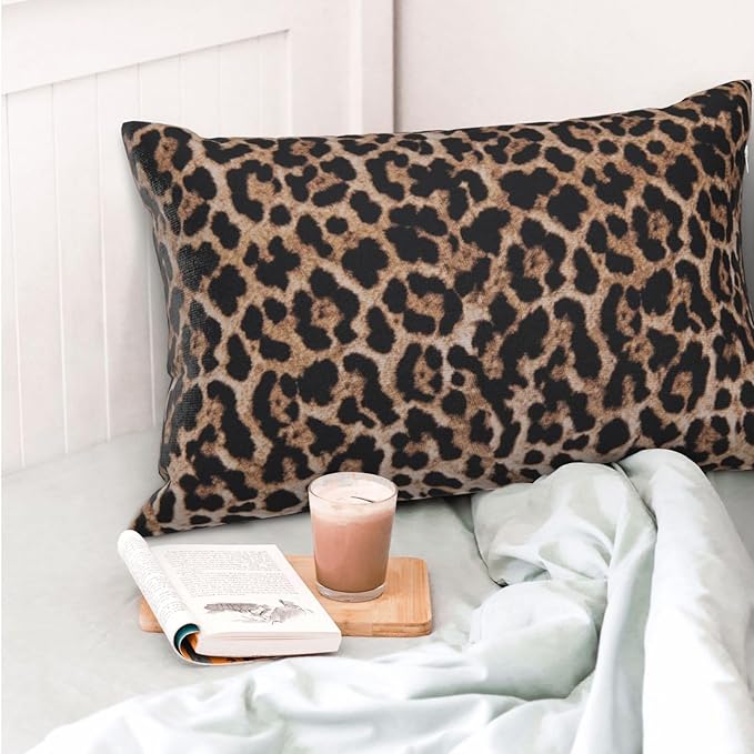 Brown Leopard Pillow Covers 12x20 Set of 2 Cheetah Throw Pillows Skin Animal Print Pillow Cases Modern Outdoor Decorative Pillows Farmhouse Soft Cotton Lumbar Cushion Case for Couch Home Bed