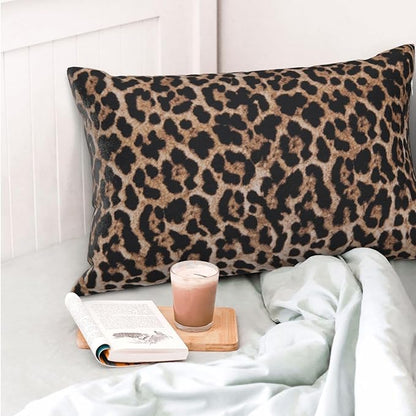 Brown Leopard Pillow Covers 12x20 Set of 2 Cheetah Throw Pillows Skin Animal Print Pillow Cases Modern Outdoor Decorative Pillows Farmhouse Soft Cotton Lumbar Cushion Case for Couch Home Bed