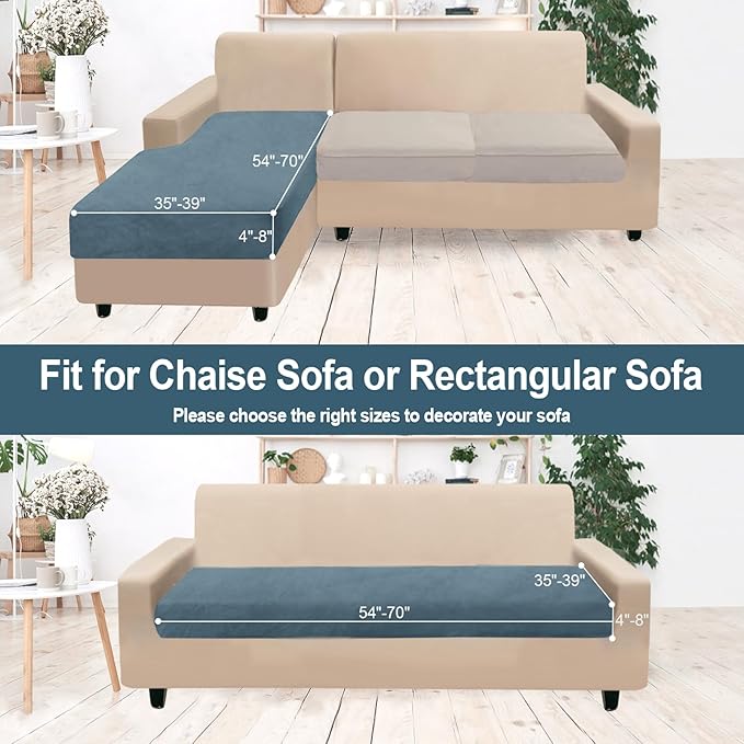 NAISI Sectional Couch Cover 1 Piece Velvet Separate Chaise Lounge Cover Soft Stretch Sofa Slipcovers for Left/Right Chaise Sectional Couch(Chaise Lounge,Teal)