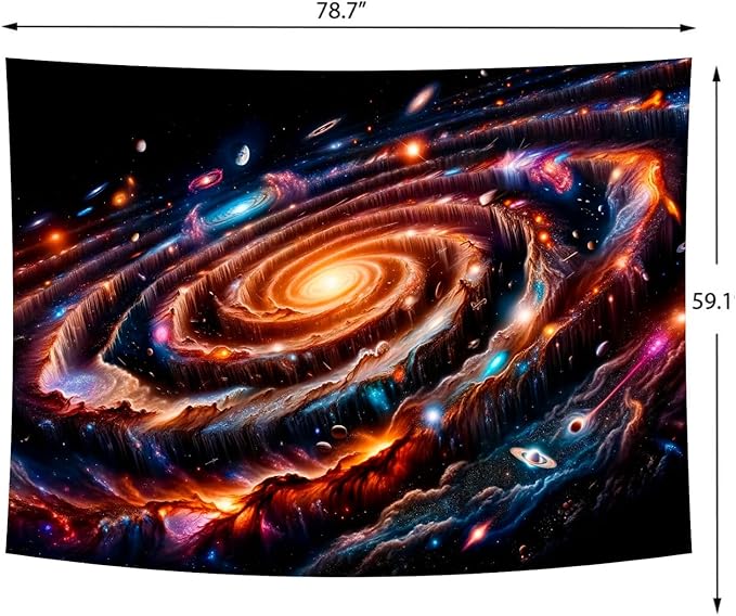 Delur Galaxy Tapestry Spiral Universe Planet Starry Sky Wall Hanging Tapestry Outer Space Nebula Cosmic Psychedelic Abstract Headboard for Bedroom Living Room Home Decor (59.1" x 78.7")