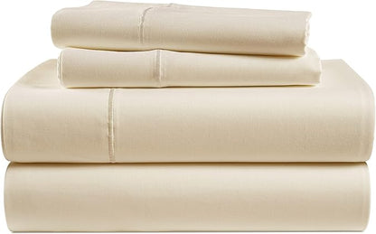 LANE LINEN 100% Egyptian Cotton Full Size Bed Sheets, No Pill Naturally Cooling Sheets Full Size, Soft & Comfy Sateen Weave for Silky Smooth Finish, Available in Variety of Colors - Ivory