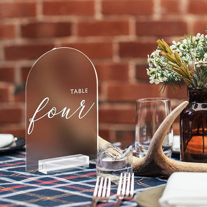 5x7 Inch Frosted Arch Acrylic Sign with Clear Stand-10 Pack Blank Frosted Arch Table Signs with Holder, DIY Arched Acrylic Sign Blank for Wedding Table Numbers