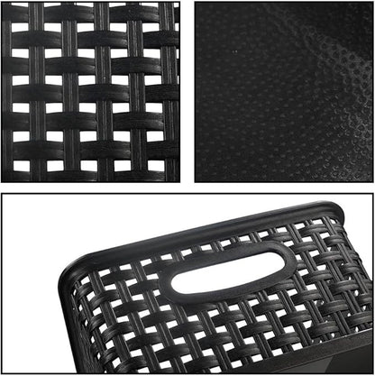 Morcte Black Plastic Storage Basket Bins Organizer, 4-Pack