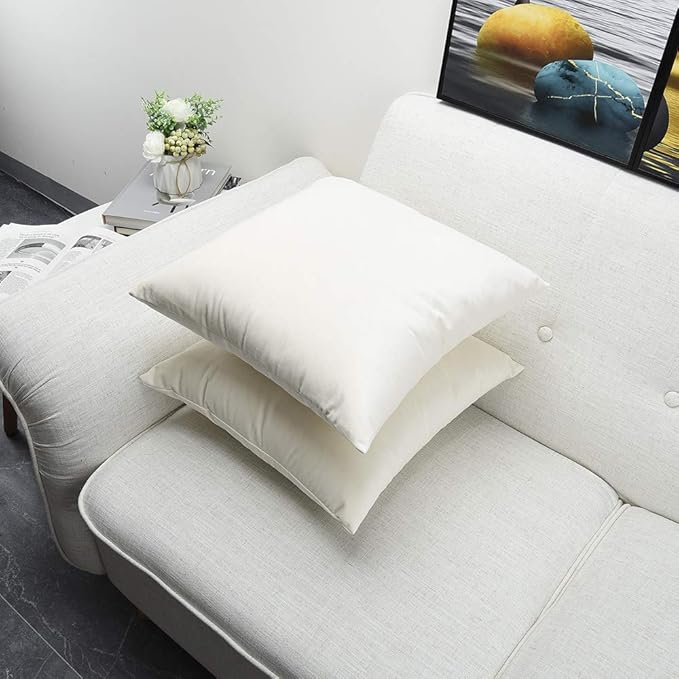 Artaimee Ivory White Velvet Throw Pillow Covers (18x18 Inches, Pack of 2) – Soft & Cozy Cushion Cases for Sofa, Bed, Couch, Office, & Car – Hidden Zipper, Decorative Accent for Living Room & Bedroom
