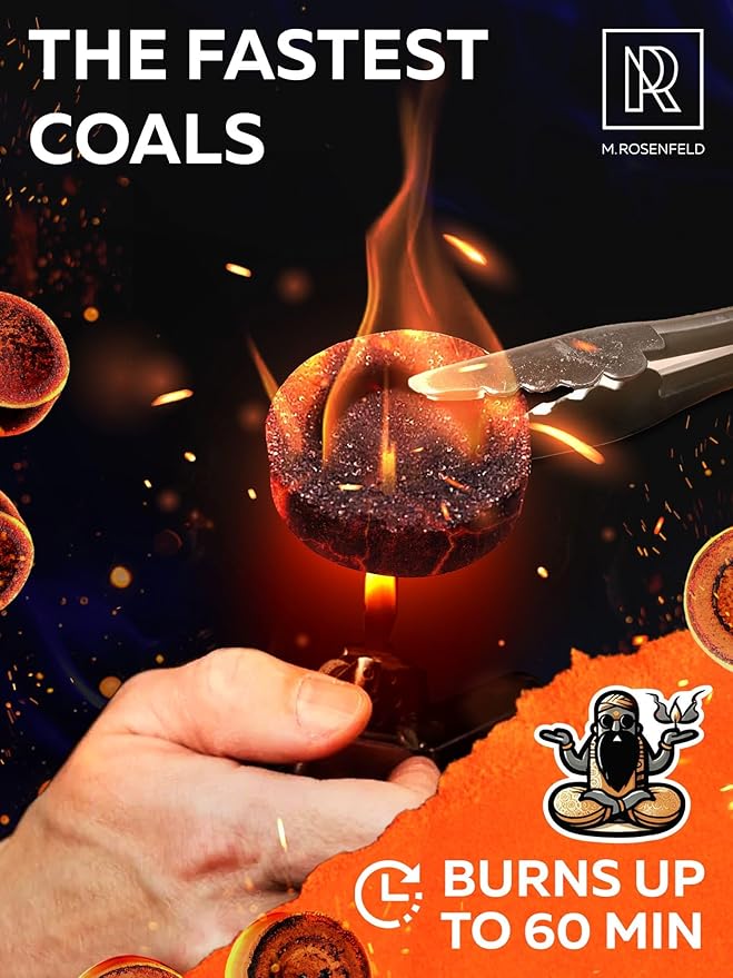 Charcoal Discs to Burn Incense - 200 pcs Charcoal for Incense Burning - 33 mm Most Quick Light Coals Tablets by M. ROSENFELD - 33 mm Resin Burner Rolls – Pack of 200 Instant Fire Coal Tablets