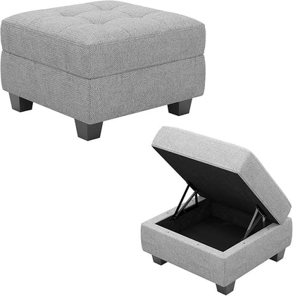 Belffin Ottoman Module with Storage for Modular Sofa Sectional Couch Cube Seat Square Storage Ottoman Footrest Modern Fabric Light Grey