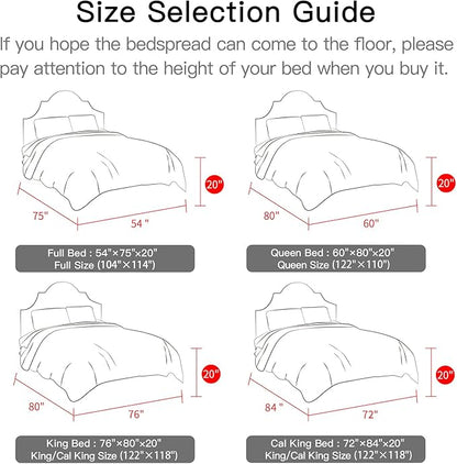 CHIXIN Cotton Bedspread Full Size - Real Stitching - Luxury Quilted Bedding Cover for All Season, Reversible, Ultra Soft, Lightweight, 3 Piece, Grey