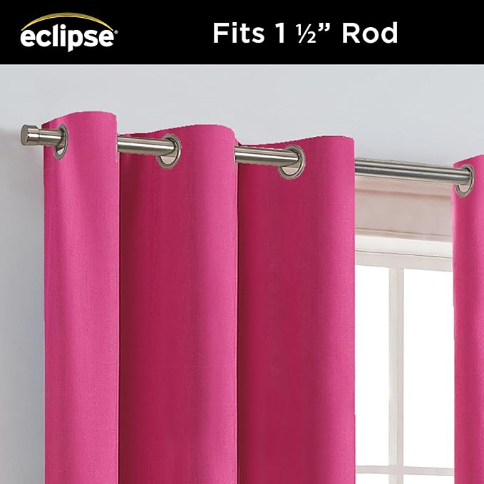Eclipse Kendall Blackout Curtain, Thermal Insulated Grommet Window Panel, Noise Reducing Curtains for Bedroom, Living Room or Nursery, (1 Panel), 54 in Long x 42 in Wide, Raspberry