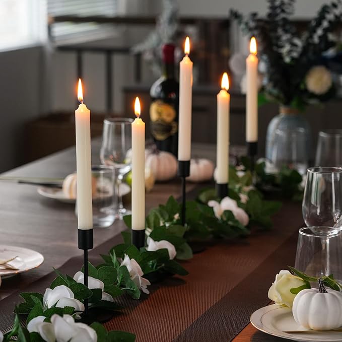 Smtyle Original Design Premium Quality Black Candlestick Holders, Set of 5 Solid Metal Taper Candle Holders Heavyweight Rustic Centerpieces for Tables, Dining, Fireplace, and Mantel Decor