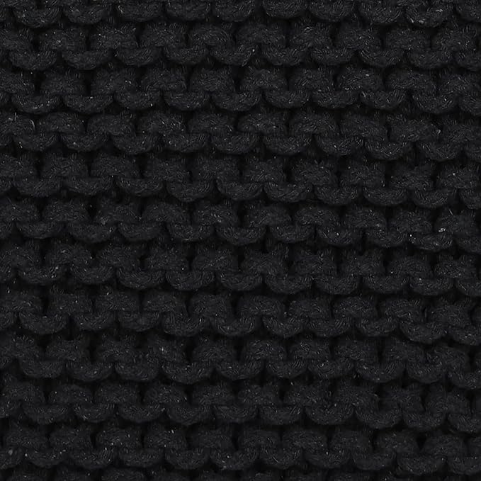 REDEARTH · Cube Pouf Foot Stool Ottoman - Hand Knitted Poof - Cord Boho Pouffe - Home Décor - Stuffed Footrest for Living Room - Bedroom - Covered Patio (16" x 16" x 16") - Black, Set of 2