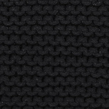 REDEARTH · Cube Pouf Foot Stool Ottoman - Hand Knitted Poof - Cord Boho Pouffe - Home Décor - Stuffed Footrest for Living Room - Bedroom - Covered Patio (16" x 16" x 16") - Black, Set of 2