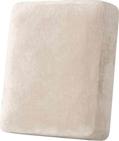 H.VERSAILTEX Velvet Stretch Couch Cushion Cover Plush Cushion Slipcover for Chair Cushion Furniture Protector Seat Cushion Sofa Cover (1 Piece Armchair Cushion Covers, Ivory)