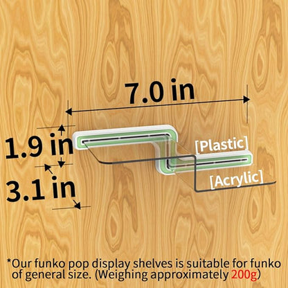 YODAR 5 Pack Clear Acrylic Organizers Shelves for Funko Pop Figures, Invisible Riser Display Shelf for Wall Storage Decor, Floating Display Ledge for Figures Stand Collection, Shining at night
