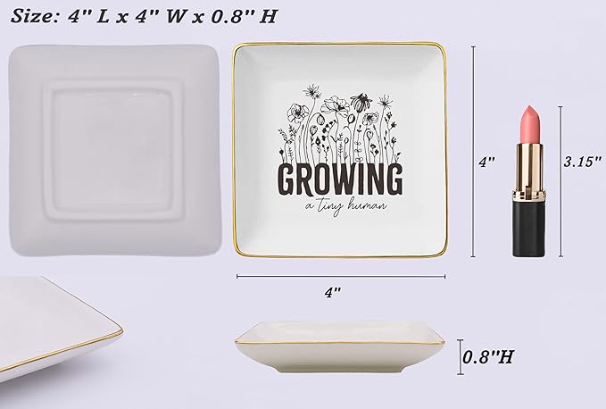 NZY Baby Gender Reveal Gift-Pregnancy Announcement Gift-New Mom Present-Pregnant Mother Present,Mama to Be,Expectant Mom -Baby Coming Soon-Jewelry Tray Trinket Holder Ring Dish-Growing a Tiny Human