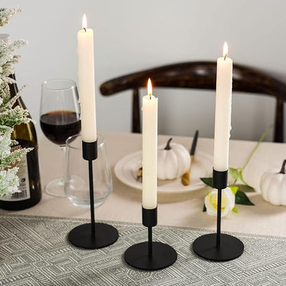 Smtyle Black Candlestick Holders, Set of 3 Metal Taper Candle Holders, Modern Minimalist Matte Candle Stick Holders for Table Centerpieces, Home Decor, Weddings, Vintage Decor