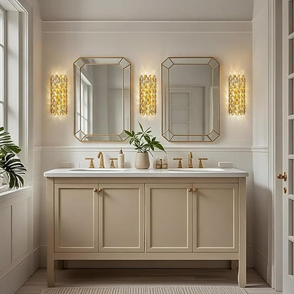 Crystal Wall Sconces,Modern Gold Wall Light Fixtures,Luxury Indoor Wall Lamp,Vanity Wall Mount Lamps for Living Room,Bedroom,Bathroom,Bedside,Hallway,Stairway
